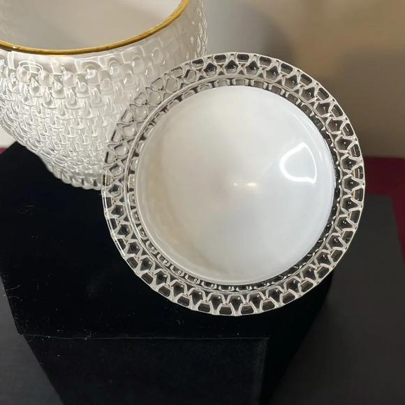 VTG 1980's White Glass Double Wall Vanity Jar with Lid - Picture 4 of 6